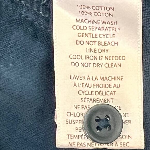 BeachLunchLounge Womens Button Up Shirt Large Blue Pink Plaid Frayed Hem Cotton - Picture 6 of 6